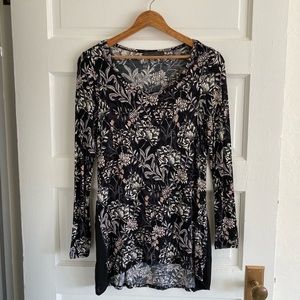 👚 [Rose & Olive] Flower Print Long Sleeve Shirt Blouse, Size S, EUC
